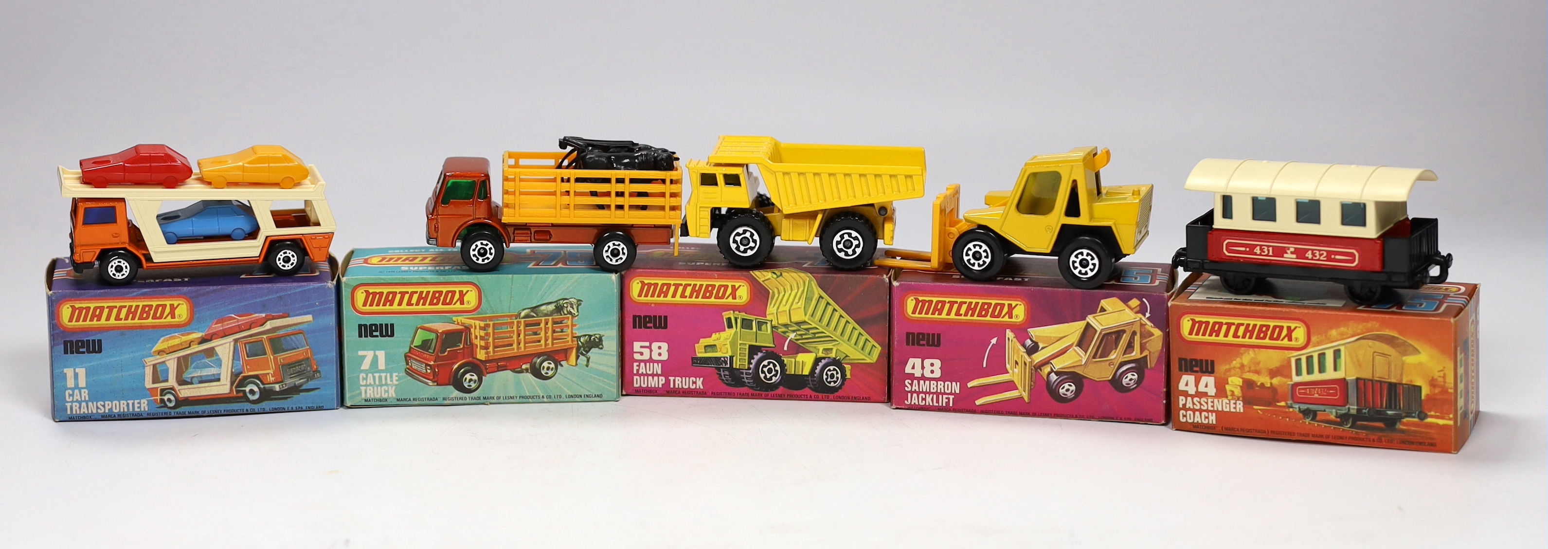 Eleven boxed Matchbox Superfast 1-75 New series diecast vehicles